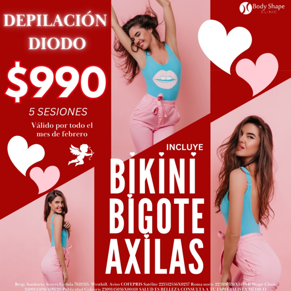 2025 FEBRERO SAN VALENTIN DEPILACION BIKINI, BIGOTE Y AXILA 5 SESIONES